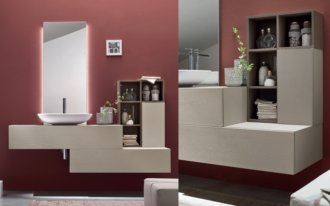 Composizione WI42 serie Wind Olmo Corda, Olmo Tortora Mobili Bagno Ardeco