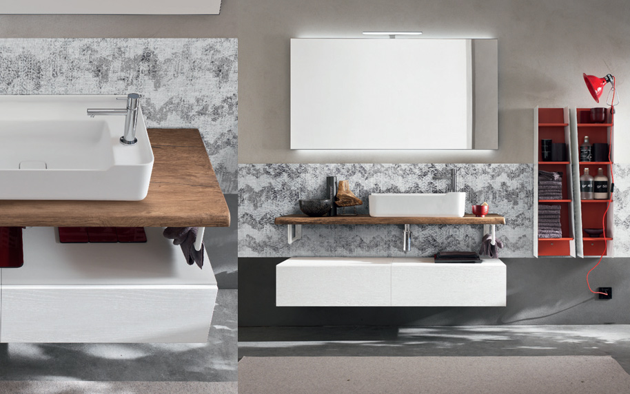 Composizione WI48 serie Wind Olmo Gesso Mobili Bagno Ardeco