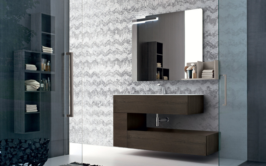 Composizione WI54 serie Wind Sablé Havana, Sablé Alaska Mobili Bagno Ardeco