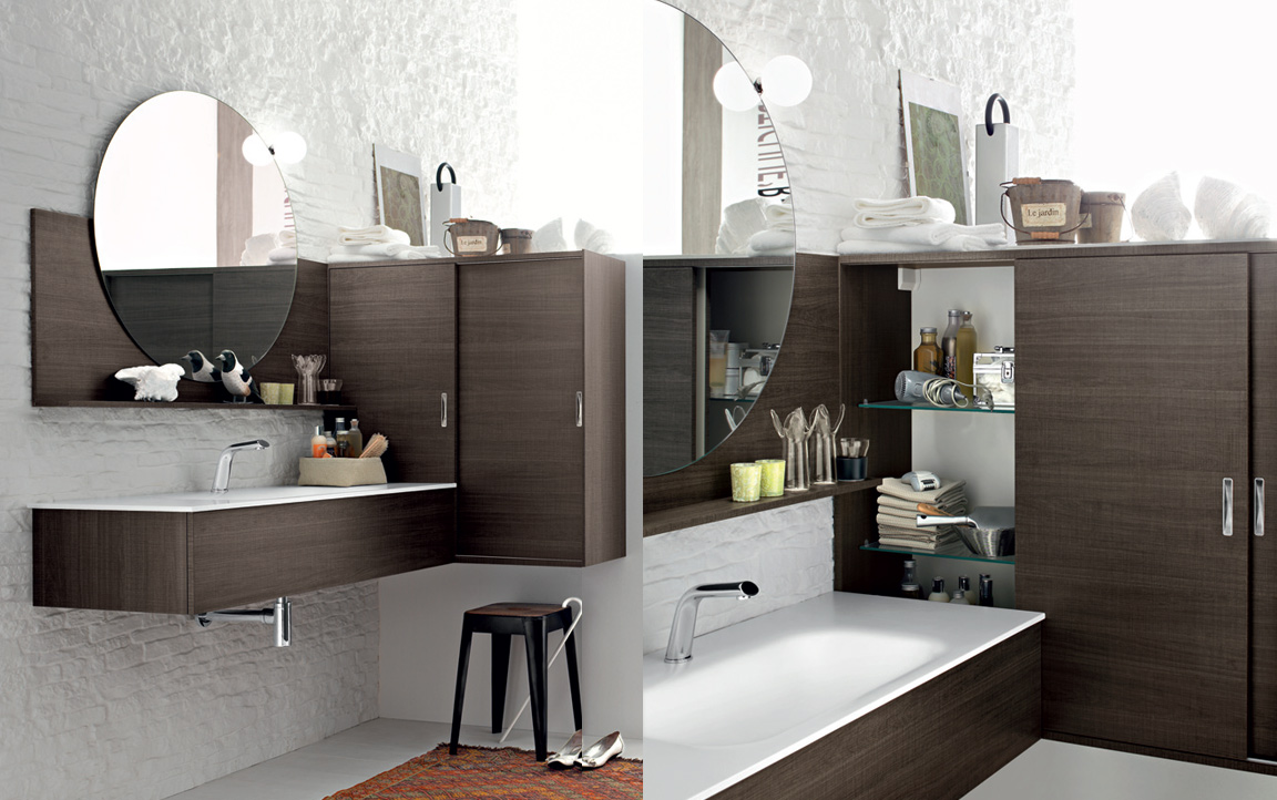 Composizione WI55 serie Wind Sablé Havana Mobili Bagno Ardeco