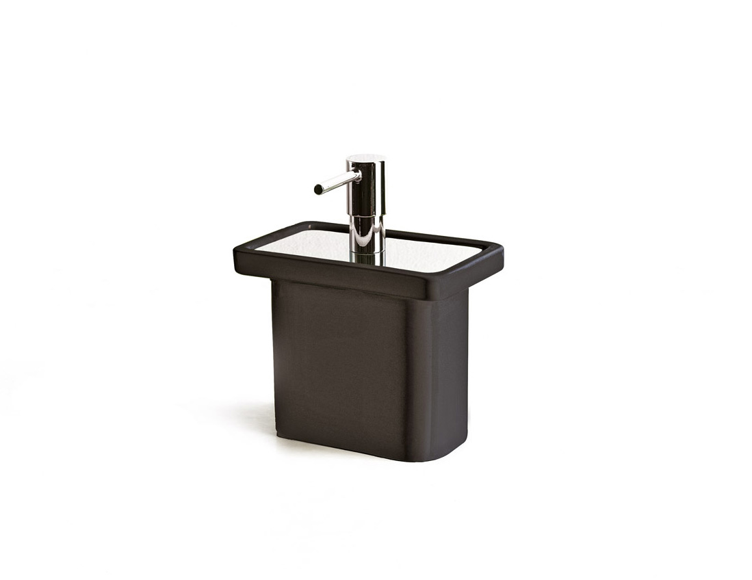 CT119-CN serie CUT Dosatore da appoggio in acciaio lucido-cromo ceramica nera accessori bagno Capannoli