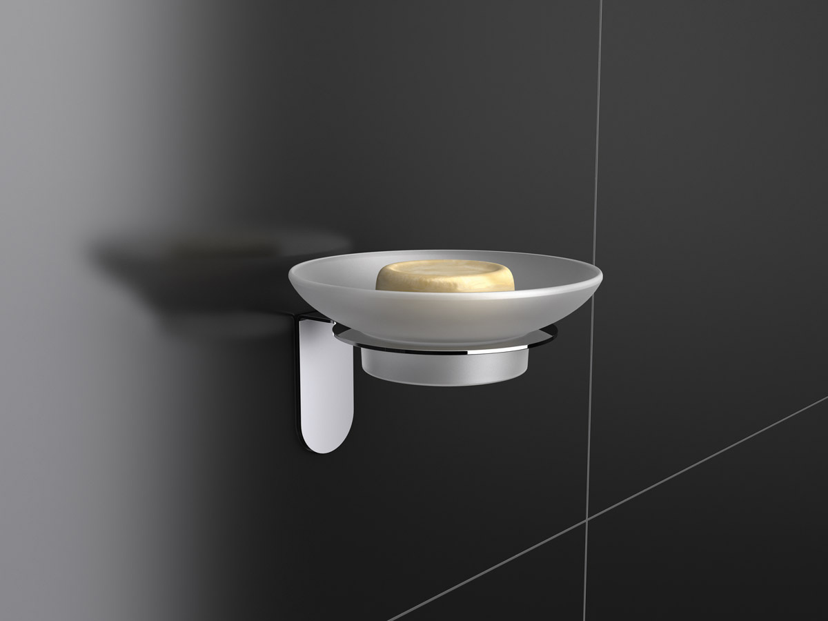 YE102-JS-A serie EASY porta sapone singolo in polistirene satinato fissaggio con adesivo accessori bagno Capannoli