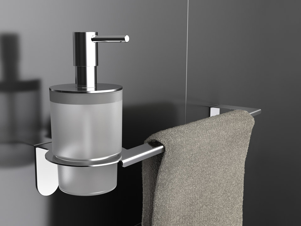 YE122-JS-A serie EASY Dosatore sapone e salviette in polistirene satinato fissaggio con adesivo accessori bagno Capannoli