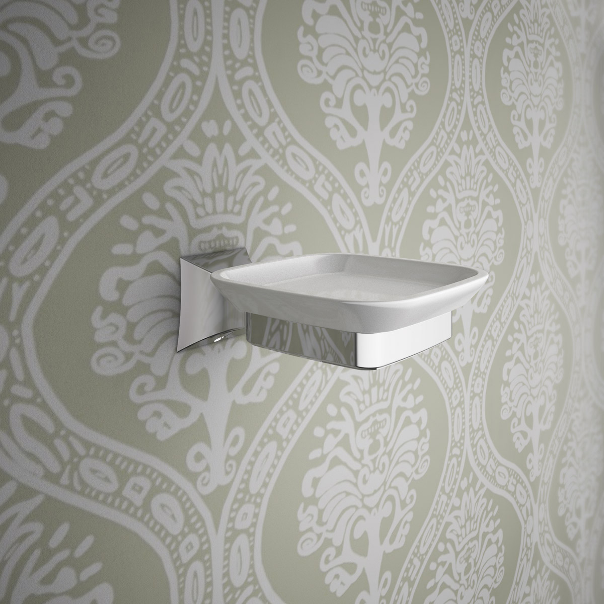 GT102-CB serie GOTICA porta sapone singolo da parete in ceramica bianca accessori bagno Capannoli