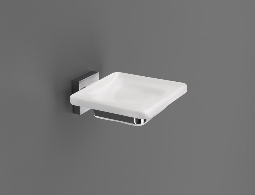 Q102-CB serie QUADRICA porta sapone in ceramica bianca accessori bagno Capannoli