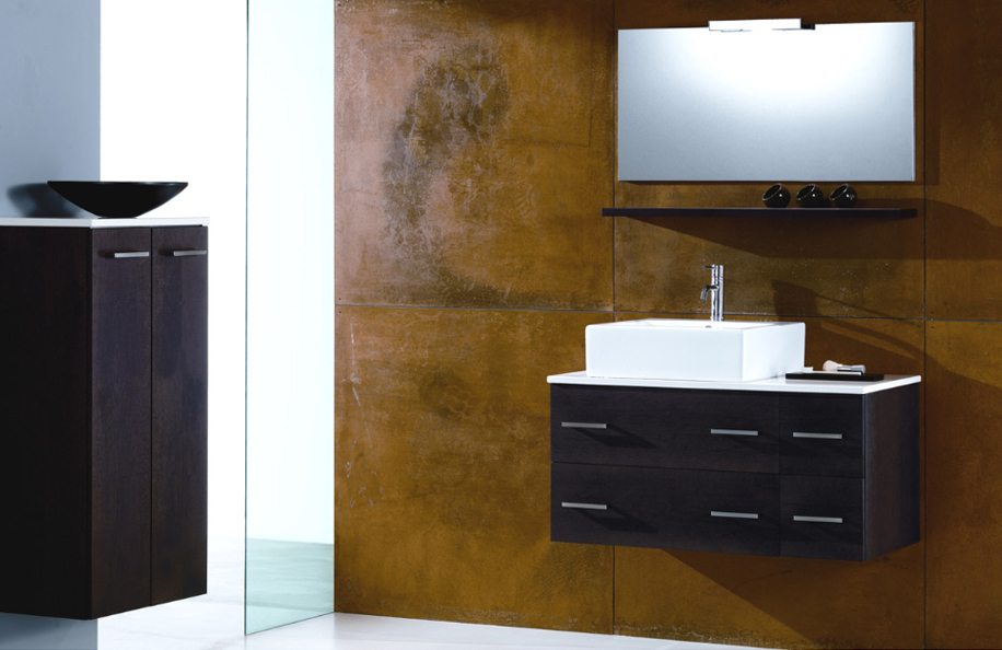 Eidos 219 Wengé Top quarzo per lavabo d'appoggio serie Design Mobili Bagno Progetto Idea Stella