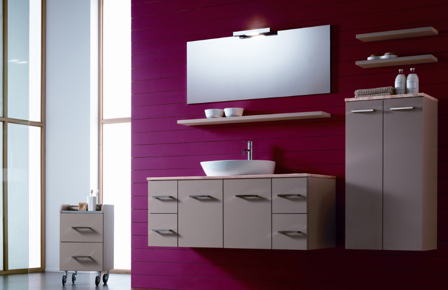 Eidos 248 Beige-Grigio e Rosa Prtogallo Top marmo e Lavabo soprappiano Versus serie Design Mobili Bagno Progetto Idea Stella