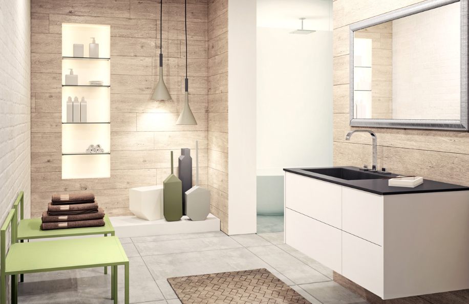 Touch 112.4 Bianco Lucido Top SILESTONE MARENGO serie Design Mobili Bagno Progetto Idea Stella