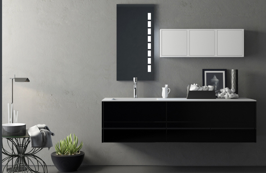 Touch 177.1 Nero lucido Top Corian serie Design Mobili Bagno Progetto Idea Stella