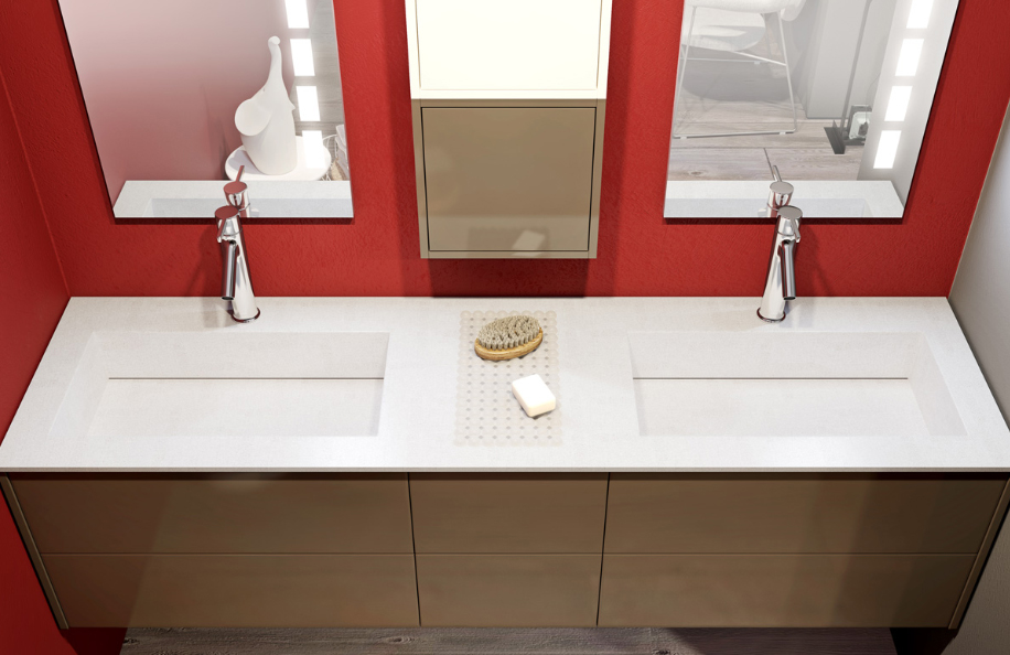 Touch 185.1 Tortora lucido Top Corian serie Design Mobili Bagno Progetto Idea Stella