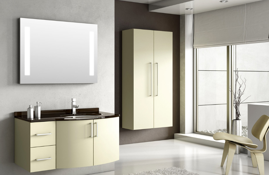 Unika Concept 173 Beige  Top Vetro Moka Lavabo sottopiano ceramica serie Design Mobili Bagno Progetto Idea Stella