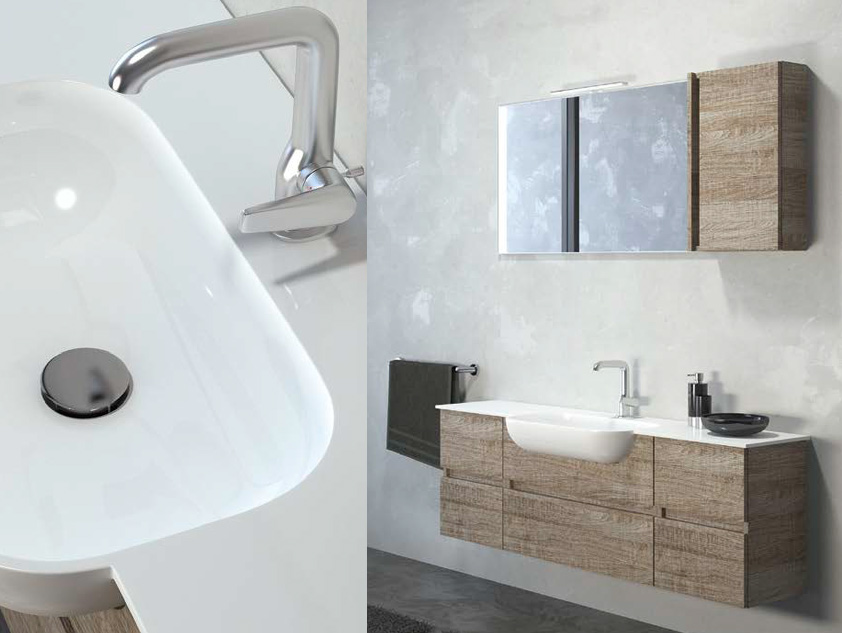 426 serie Mobili con apertura a gola colore: matrix sabbia consolle semincasso acrilik lucido Mobili Bagno Mobilduenne