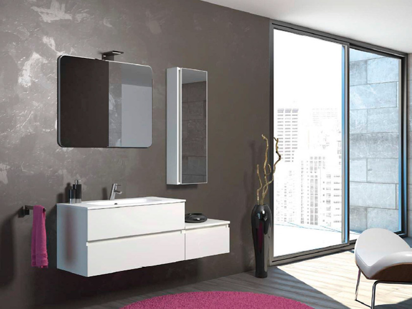 433 serie Mobili con apertura a gola colore: bianco lucido consolle mineralmarmo lucido Mobili Bagno Mobilduenne