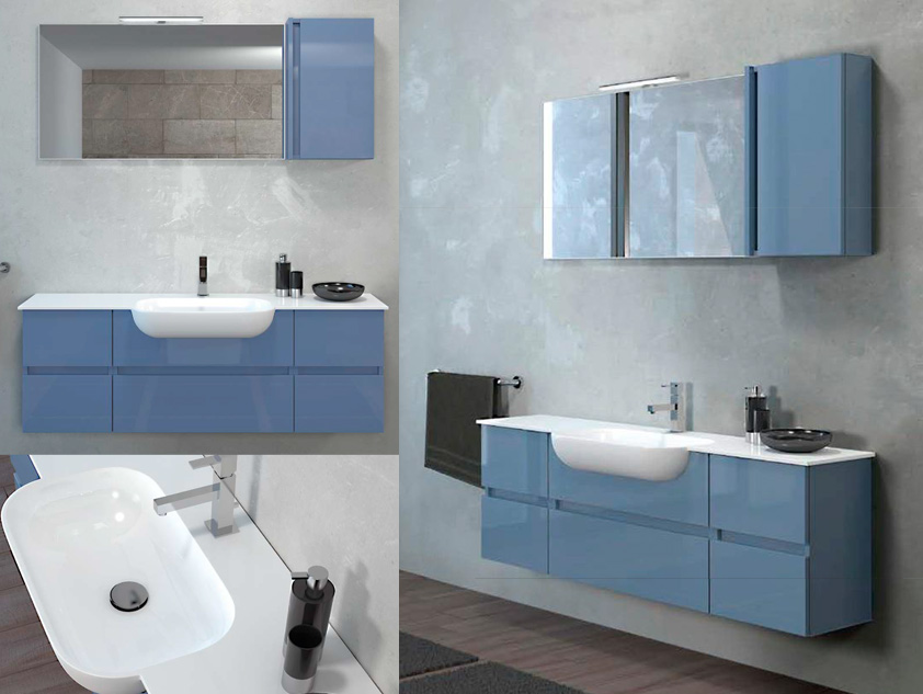 434 serie Mobili con apertura a gola colore: ral 5014 lucido consolle semincasso acrilik lucido Mobili Bagno Mobilduenne