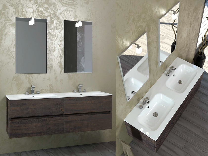 475 serie Mobili con apertura a gola colore: sherwood moro consolle mineralmarmo lucido Mobili Bagno Mobilduenne