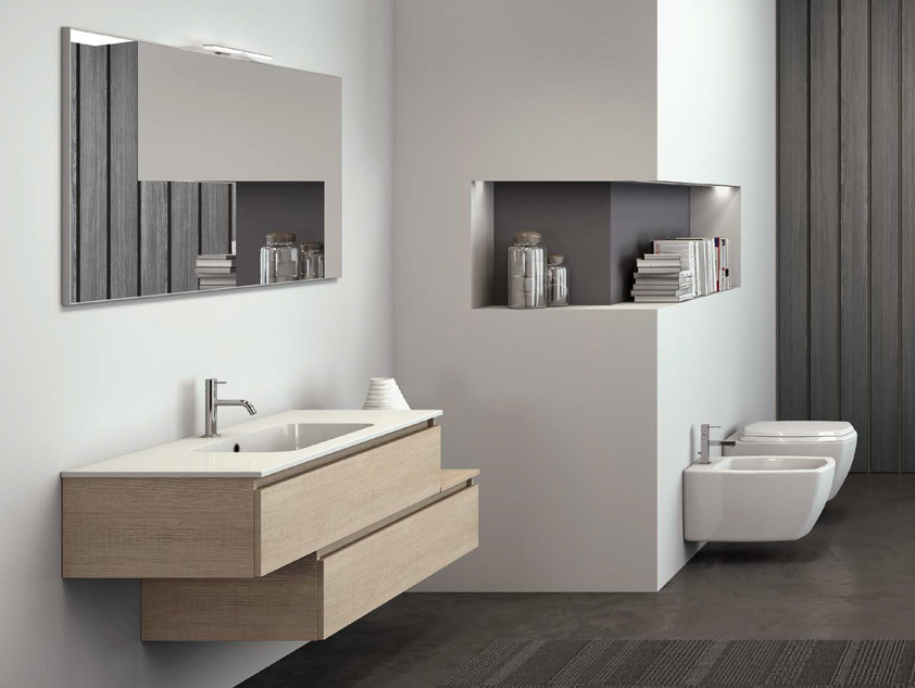 514 serie Mobili con apertura a gola colore: matrix beige consolle mineralmarmo lucido Mobili Bagno Mobilduenne