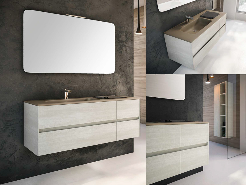 535 serie Mobili con apertura a gola colore: sherwood bianco consolle acrilik ral 1019 opaco Mobili Bagno Mobilduenne