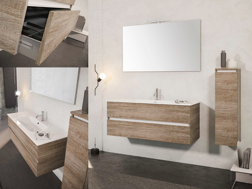 541 serie Mobili con apertura a gola colore: matrix sabbia consolle mineralmarmo lucido Mobili Bagno Mobilduenne