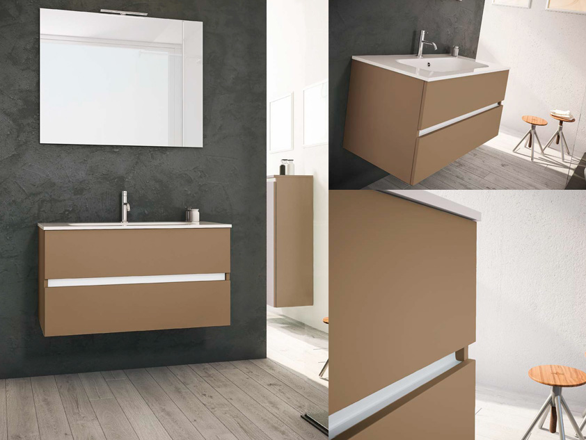 542 serie Mobili con apertura a gola colore: corda opaco consolle mineralmarmo lucido Mobili Bagno Mobilduenne