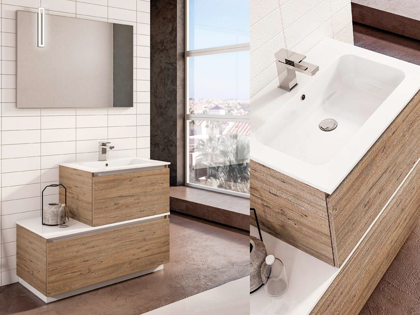 560 serie Mobili con apertura a gola colore: sherwood rosso, bianco opaco consolle mineralmarmo opaco Mobili Bagno Mobilduenne