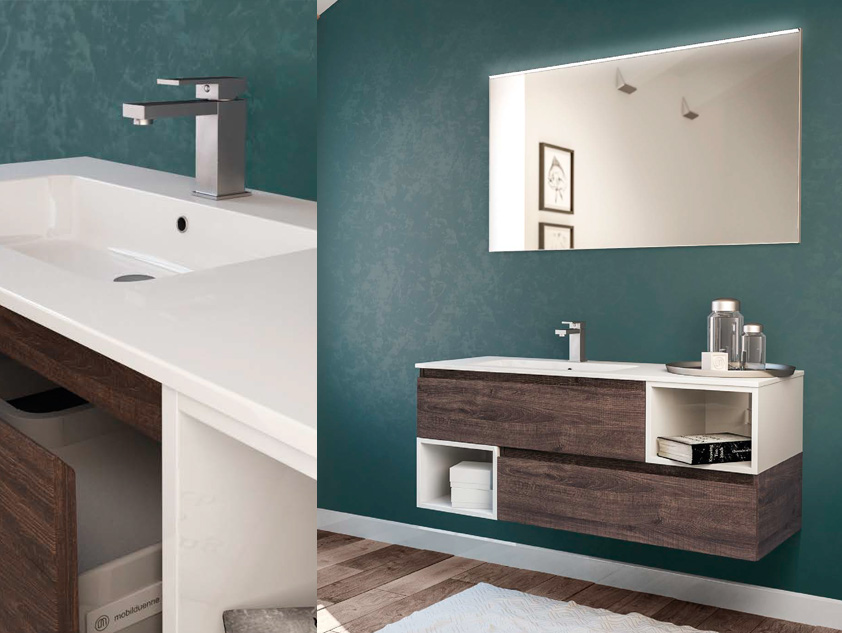 561 serie Mobili con apertura a gola colore: sherwood moro, bianco lucido consolle mineralmarmo lucido Mobili Bagno Mobilduenne