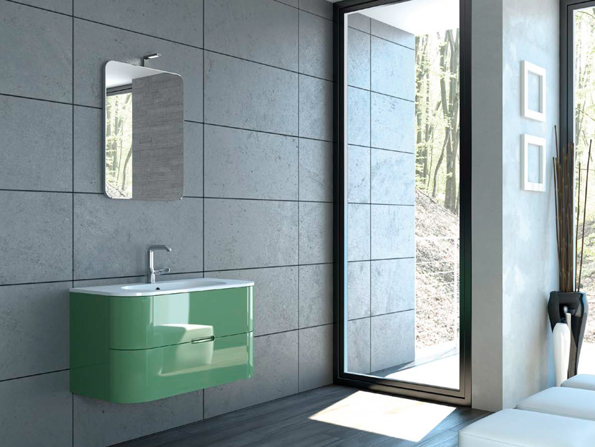 487 serie Fiore Architectural colore: ral 6021 lucido consolle mineralmarmo lucido Mobili Bagno Mobilduenne