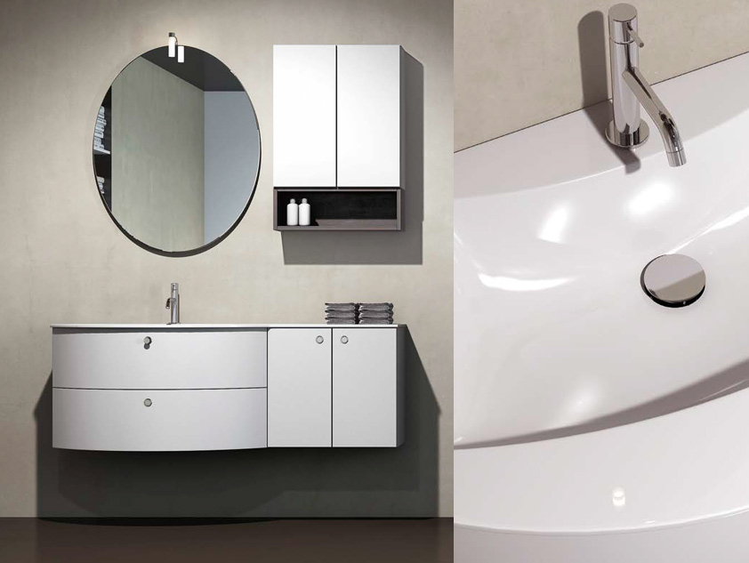 512 serie Arco Architectural colore: bianco opaco, sherwood moro consolle acrilik lucido Mobili Bagno Mobilduenne