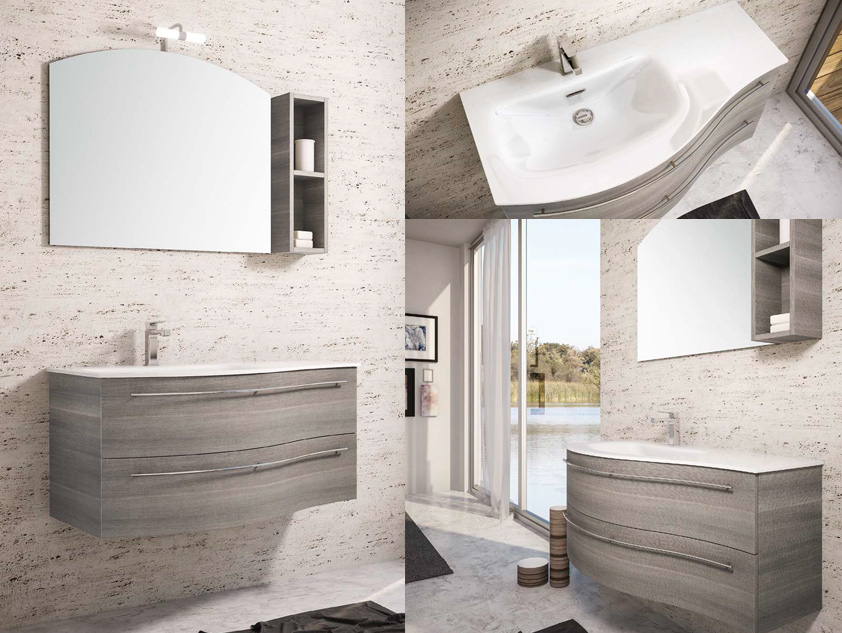 551 serie Onda Architectural colore: matrix grigio consolle mineralmarmo lucido Mobili Bagno Mobilduenne