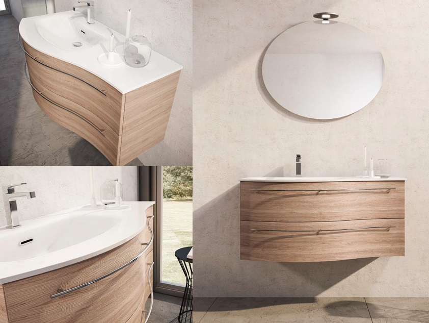 552 serie Onda Architectural colore: olmo rosso consolle mineralmarmo lucido Mobili Bagno Mobilduenne