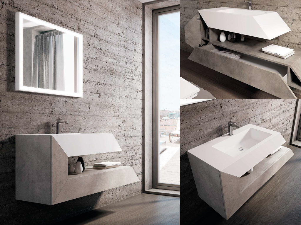 588 serie Snake Architectural colore: grigio spatolato monolite mineralmarmo opaco Mobili Bagno Mobilduenne