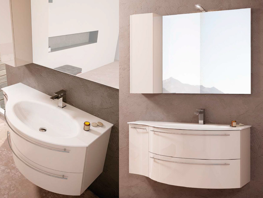 602 serie Arco Architectural colore: avorio lucido consolle cristallo bianco satinato Mobili Bagno Mobilduenne