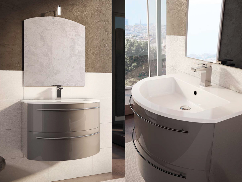 609 serie Arco Architectural colore: RAL 7048 metallizzato consolle mineralmarmo lucido Mobili Bagno Mobilduenne