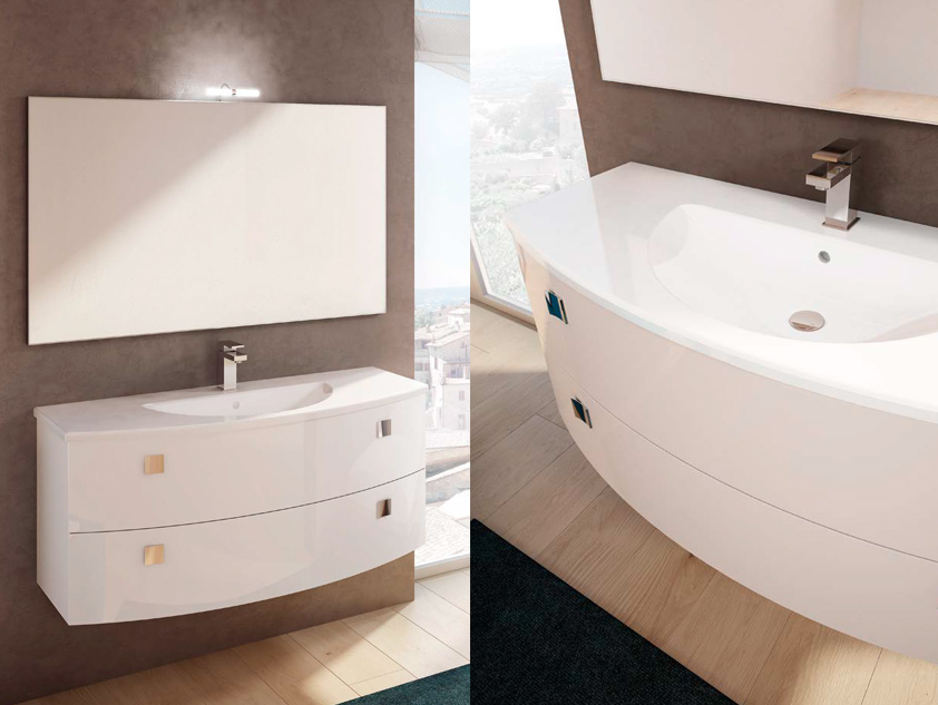 610 serie Arco Architectural colore: bianco lucido consolle ceramica Mobili Bagno Mobilduenne