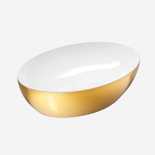 Pura 60x42 colore Oro-Bianco Lavabo senza foro troppopieno predisposto per rubinetteria da parete o su piano. Installazione ad appoggio. Serie Gold-Platinum Lavabi Gsi