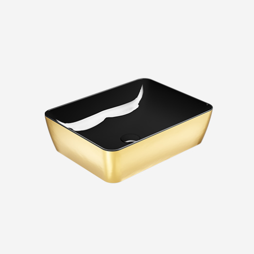 Sand 50x38 colore Oro-Nero Lavabo senza foro troppopieno predisposto per rubinetteria da parete o su piano. Installazione ad appoggio. Serie Gold-Platinum Lavabi Gsi