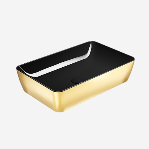 Sand 60x38 colore Oro-Nero Lavabo senza foro troppopieno predisposto per rubinetteria da parete o su piano. Installazione ad appoggio. Serie Gold-Platinum Lavabi Gsi