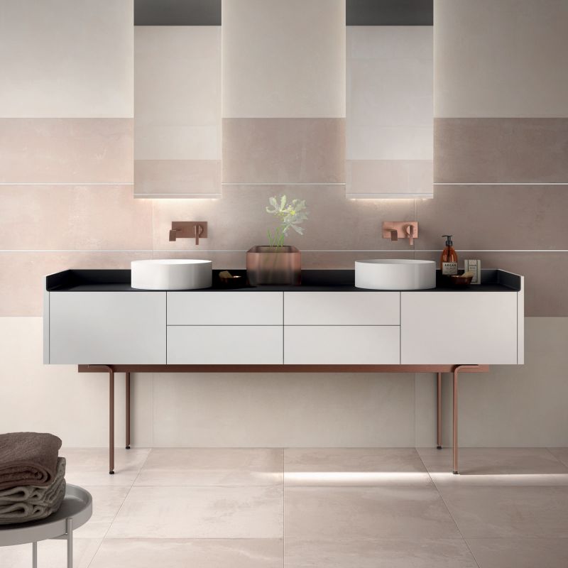 Wall: Quartz 30x120, Matita alluminio White 0,5x120 Crea Contemporaneo Ariana Piastrelle & Mosaici