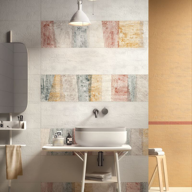 Wall: Shabby Milk 30x120 Shabby Curry 30x120 Listello Shabby Coral 5x120 Dots 30x120 Energy Contemporaneo Ariana Piastrelle & Mosaici