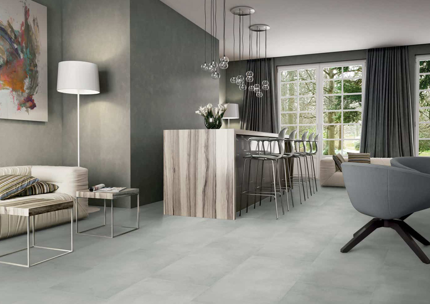 Floor: Light Grey 52,2x52,2 Serie Blend Gres Porcellanato Armonie Piastrelle & Mosaici