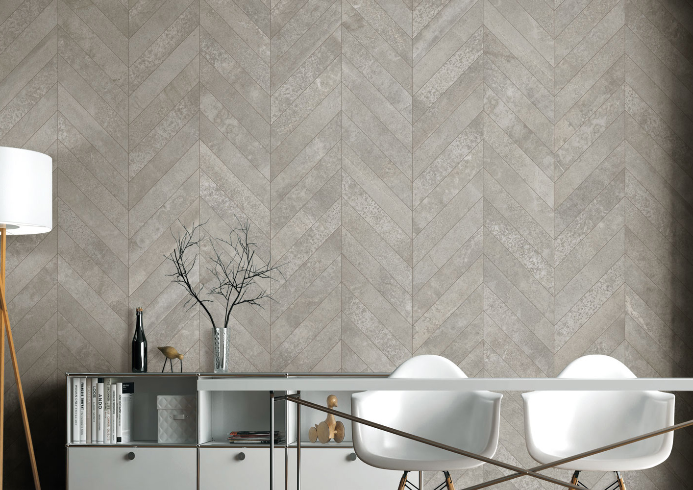 Wall: Off Grey Chevron 9,7x49,8 Serie Hybrid Gres Porcellanato Moderno Arpa Ceramiche Piastrelle & Mosaici