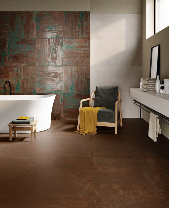 Shimmer 60x119,5 + Rust 119,5x119,5 + Jade 60x60 Naturale Effetto Pietra-Metallo Gres fine porcellanato Materia Serie Floor and More Piemme Ceramiche Piastrelle & Mosaici