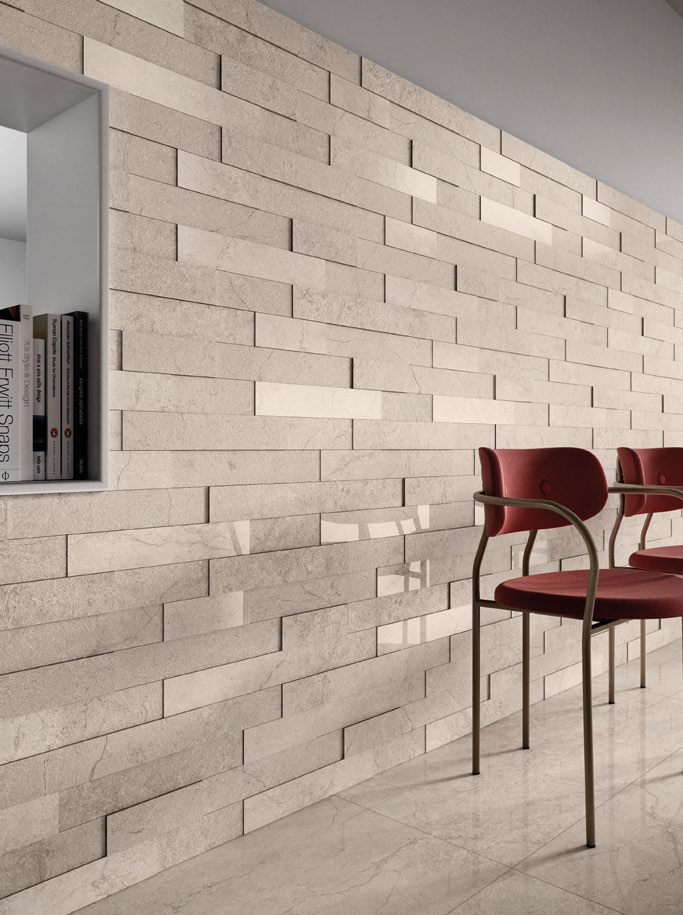 Grigio 60x119,5 Levigato + Brick Mix Grigio 29x59 Effetto Pietra Gres fine porcellanato Stone Concept Serie Floor and More Piemme Ceramiche Piastrelle & Mosaici