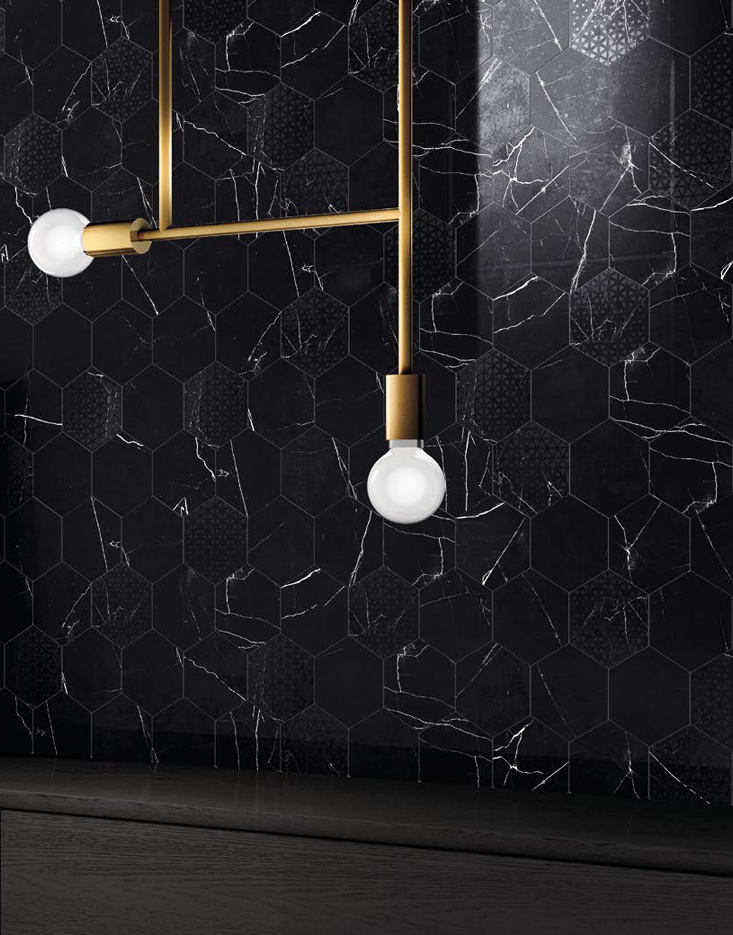 Hexagon Royal Nero Lev 34x36 Aspetto Marmo Serie Majestic Valentino by Piemme Ceramiche Piastrelle & Mosaici