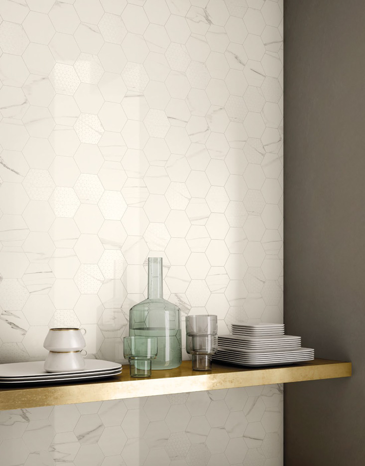 Hexagon Queen's Tiara Lev 34x36 Aspetto Marmo Serie Majestic Valentino by Piemme Ceramiche Piastrelle & Mosaici