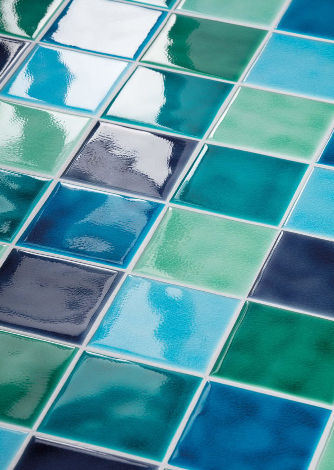 Floor: MAREZZATI > 10x10 Verde Smeraldo + Acqua Marina + Turchese Abbamar + Azzurro Mare + Giada Sardinia + Blu Maestrale Serie Pitrizza & Marezzati Cerasarda Piastrelle & Mosaici