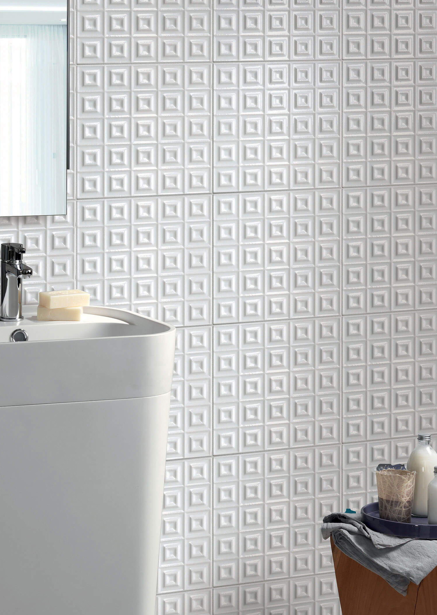 Wall: Quadra B Bianco Puro 20x20 Serie Parentesi Quadra Cerasarda Piastrelle & Mosaici