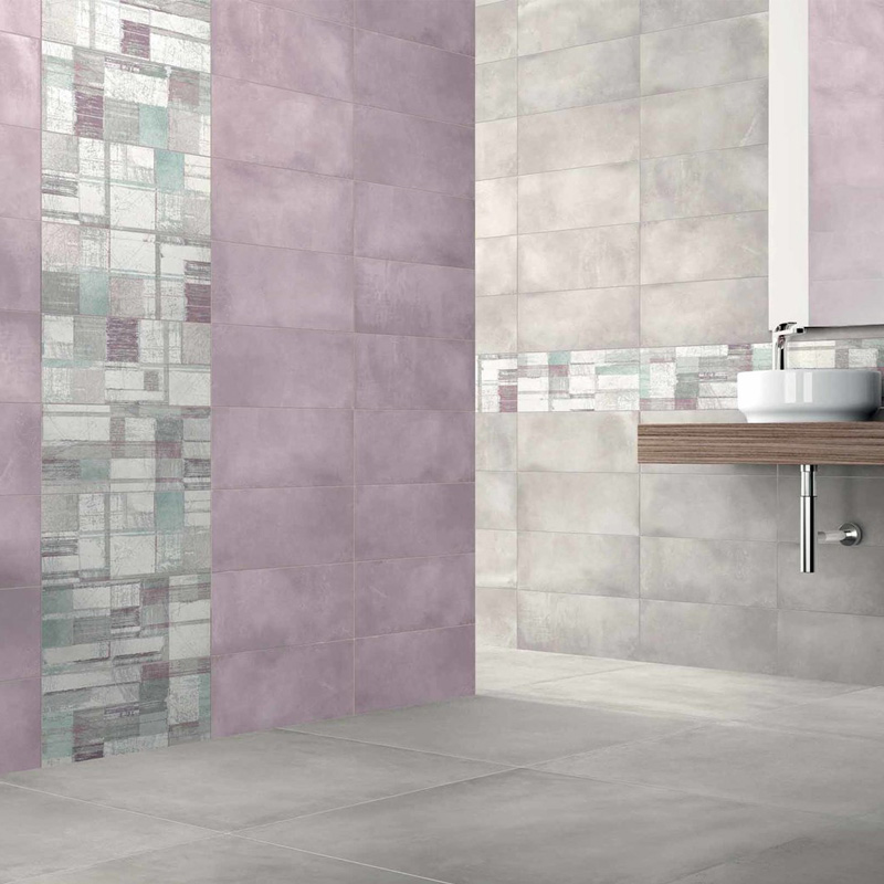 Light Grey 60x60 + Light Grey 20x45 + Graffito 20x45 + Violet 20x45 Naturale Rivestimento Bicottura atomizzata Basic 20x45 Serie Wall Design Dado Ceramica Piastrelle & Mosaici