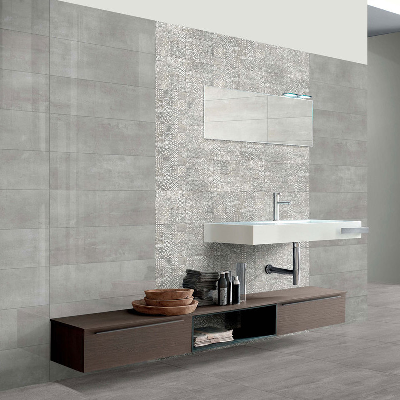 Grey 20x60 + Decoro Smot Naturale Bicottura atomizzata Smot 20x60 Rivestimento Serie Wall Design Dado Ceramica Piastrelle & Mosaici