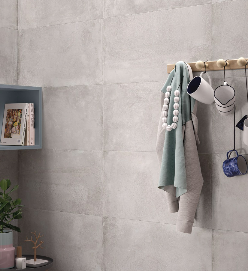 Wall: Concrete Nat. Rett. 40x80 Be Square Serie Emilceramica Piastrelle & Mosaici