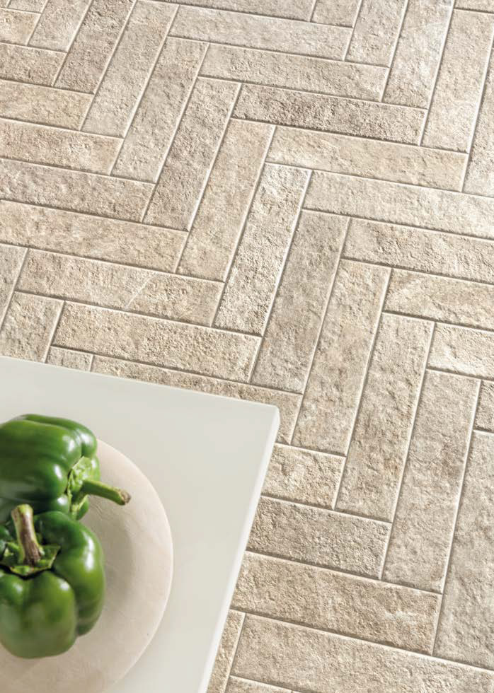 Floor: Sand Nat. 7x28 Brixen Stone Serie Effetto Pietra Emilceramica Piastrelle & Mosaici